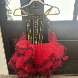 Red & Black Sequin Tutu Dance Costume for Girls